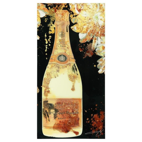 Empire Art Direct 72 x 36 in. Champagne Bottle Frameless Tempered Glass Panel Fashion Wall Art EM100316